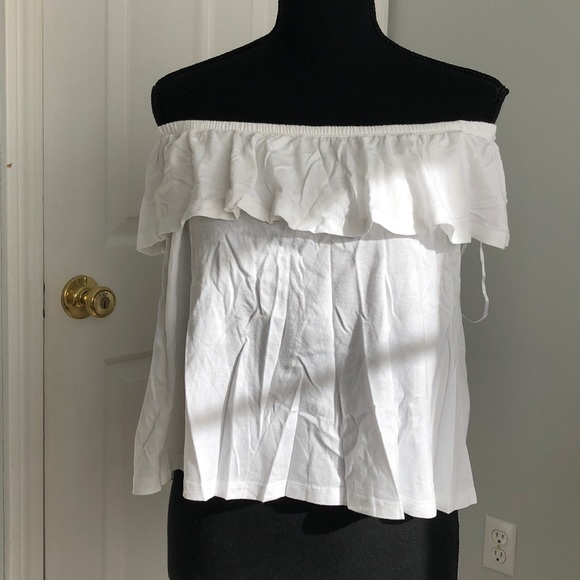 White Off Shoulder Ruffle Top - Picture 1 of 2